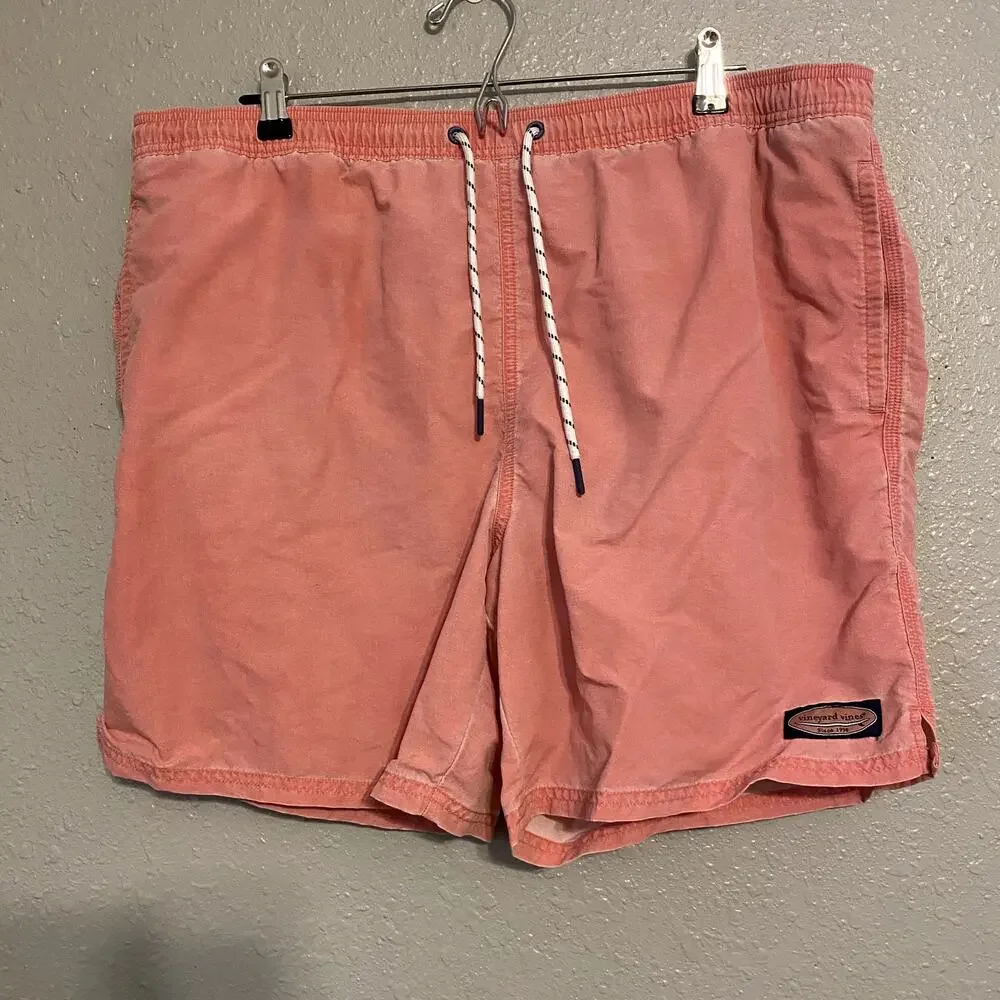 Vineyard Vines Mens XL Light Pink Swim Trunks Draw String Pull On Shorts